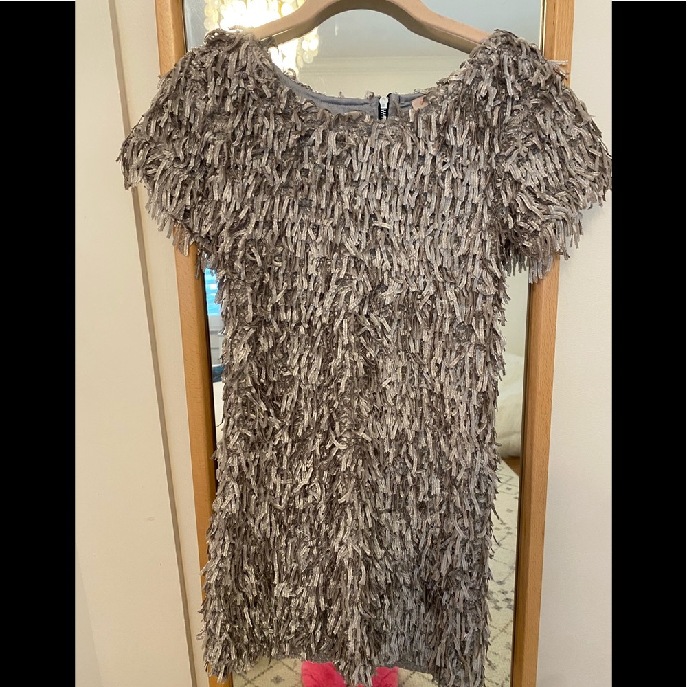 Girls silver fringe dress